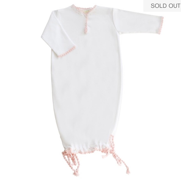 New pixie lily jersey sack gown drawstring white pink Sz 3-6 mo - Picture 2 of 5
